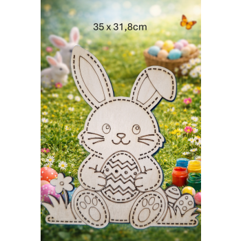 Królik Wielkanocny z pisankami 35cm, królik 35cm, sklejka 3mm